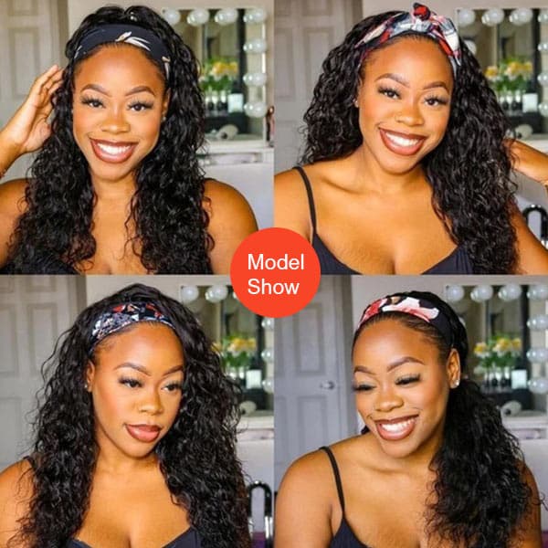 Mslynn Headband Wigs Water Wave Wig Glueless None Lace Wigs Natural Color